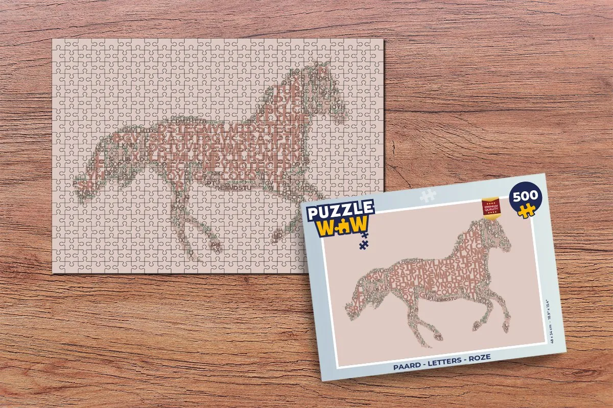 PuzzleWow Paard Letters Puzzel 500 Stuks - Multicolor