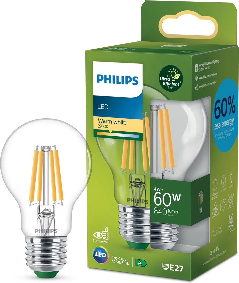 Philips Mirth Wandlamp E27 Warmwit - Zwart