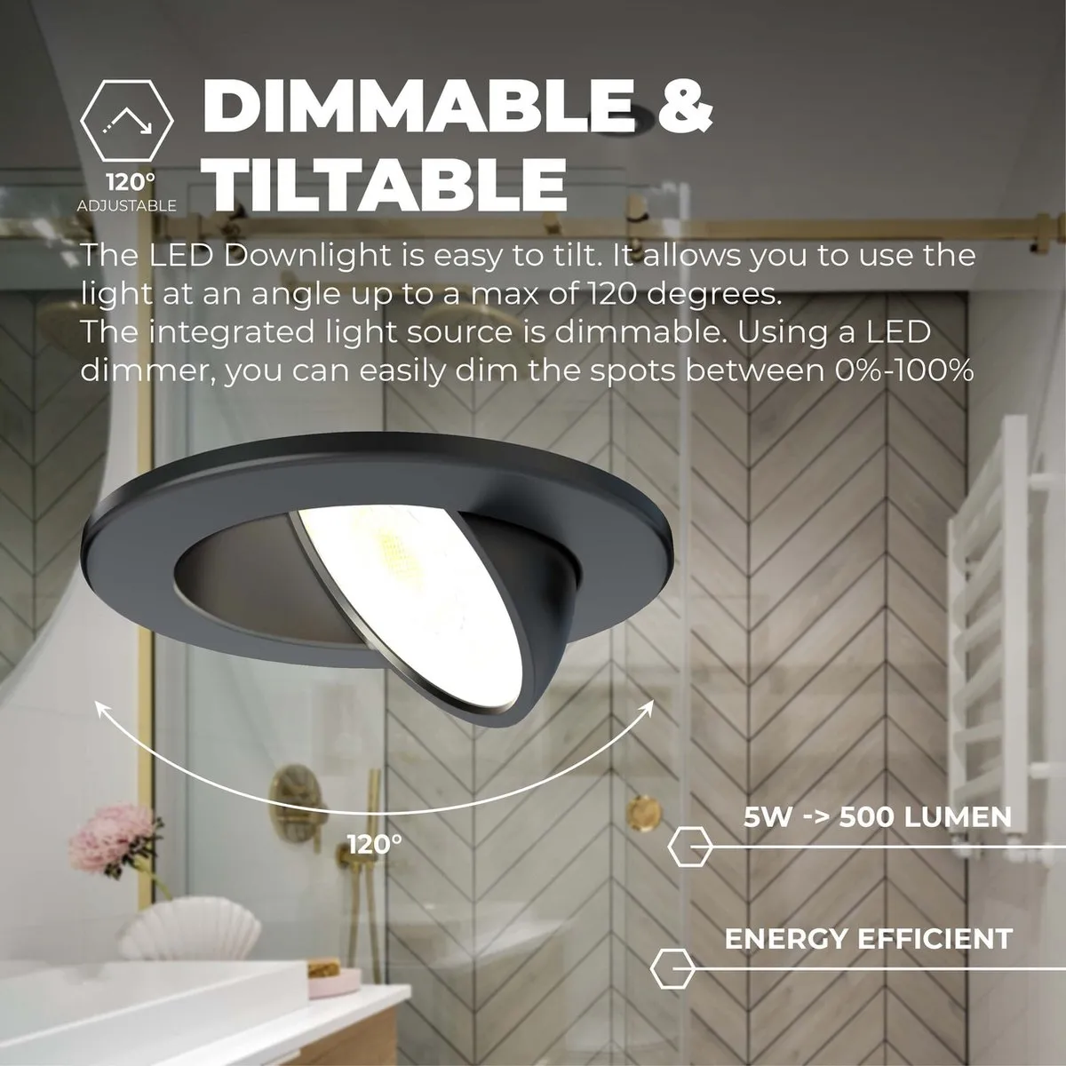 LEDVION LED Inbouwspot 5W IP65 - Zwart