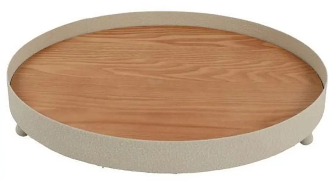 Countryfield dienblad metaal crème rond decoratief Ø35cm.