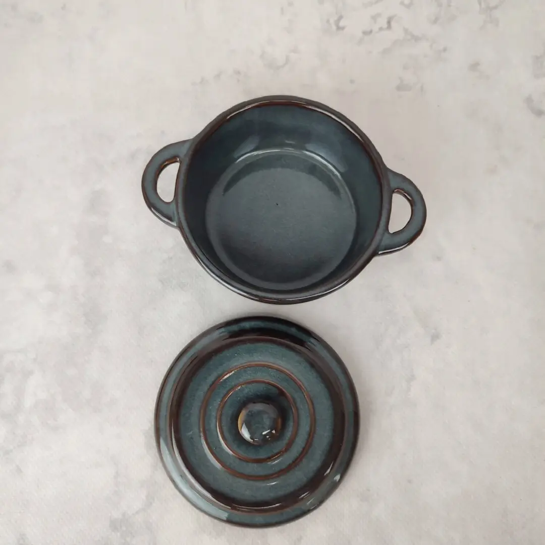 Keramische Ovenschaal Rond met Deksel 180ml