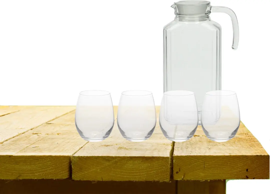 Excellent Houseware karaf schenkkan glas 1700 ml met 4x stuks Oval drinkglazen 3