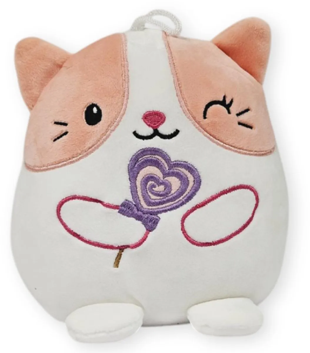 Topknuffels Kat met Hartjes Lolly Kawaii Pluche Knuffel 20cm