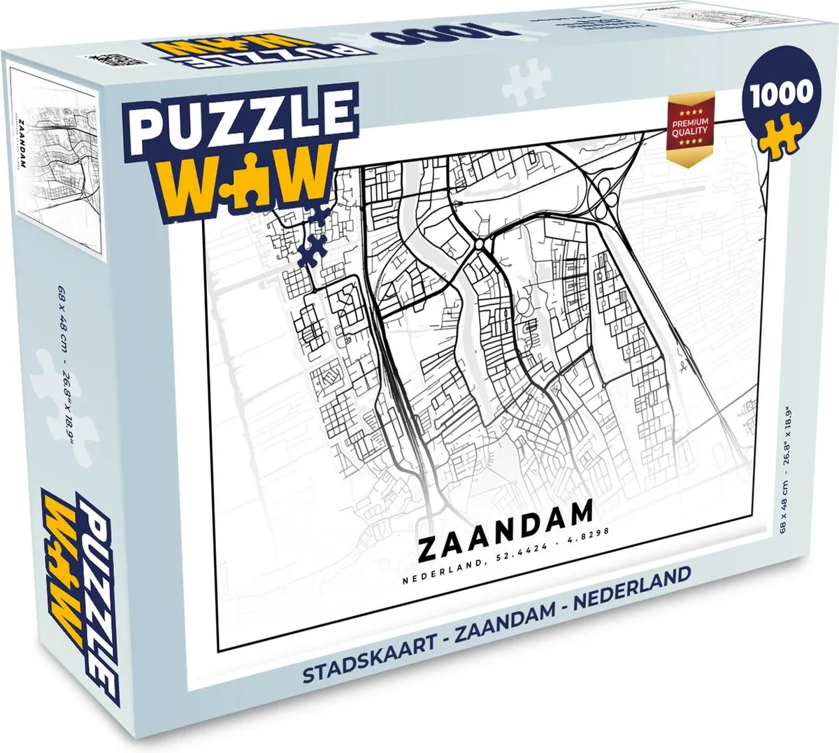 PuzzleWow Stadskaart Zaandam Legpuzzel 1000 Stuks