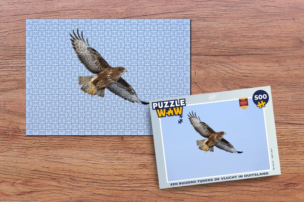 PuzzleWow Legpuzzel Een Buizerd Tijdens De Vlucht Duitsland 500 Stuks - Multicolor