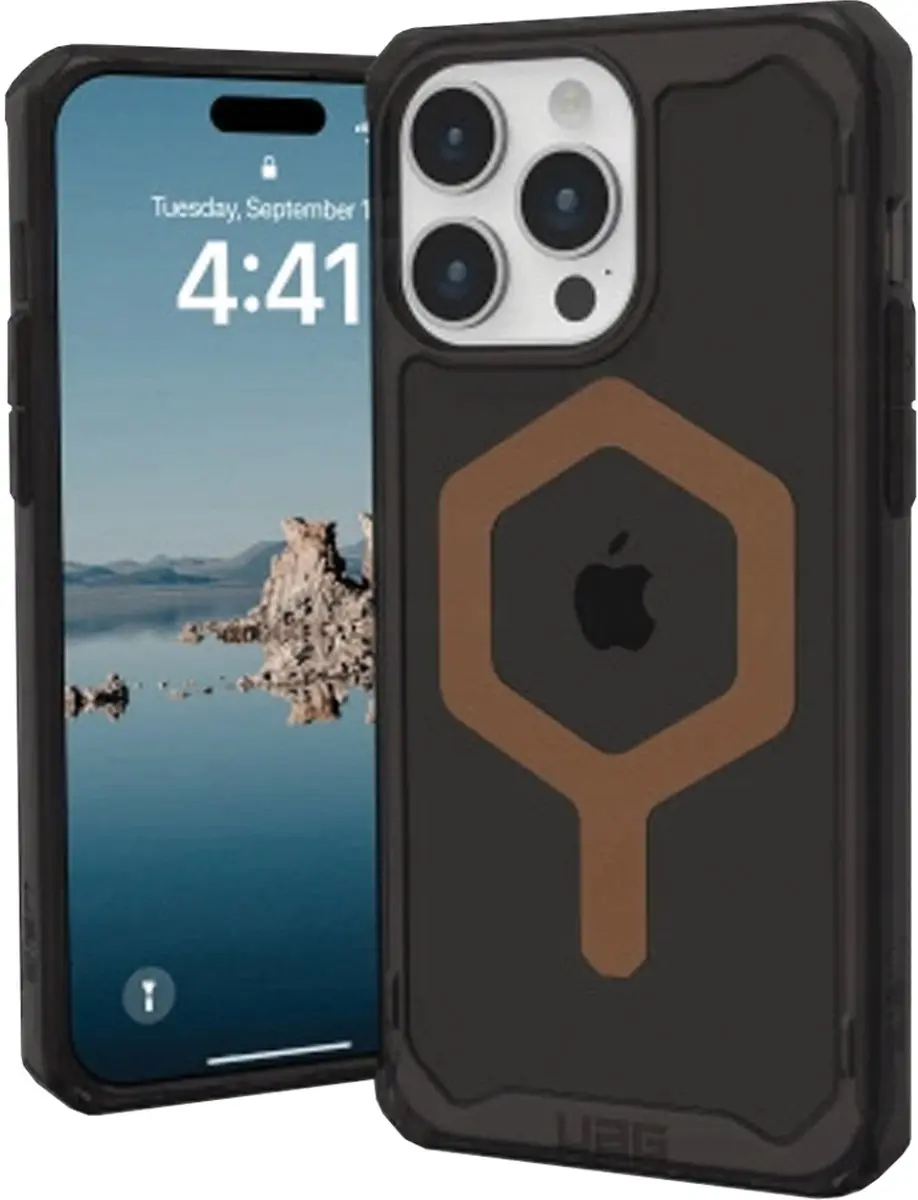 Urban Armor Gear Plyo Mag Hoesje iPhone 15 Pro - Zwart/Brons - afbeelding 2 van 6