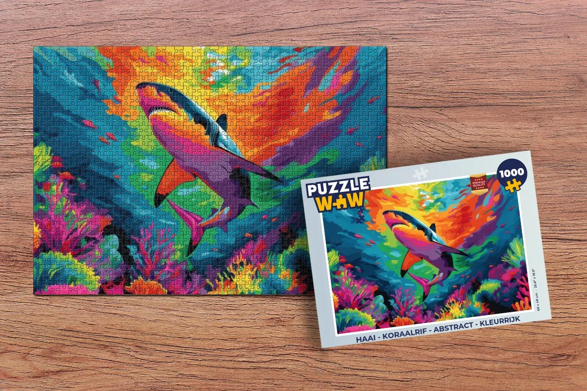 PuzzleWow Haai Koraalrif Legpuzzel 1000 Stuks - Kleurrijk