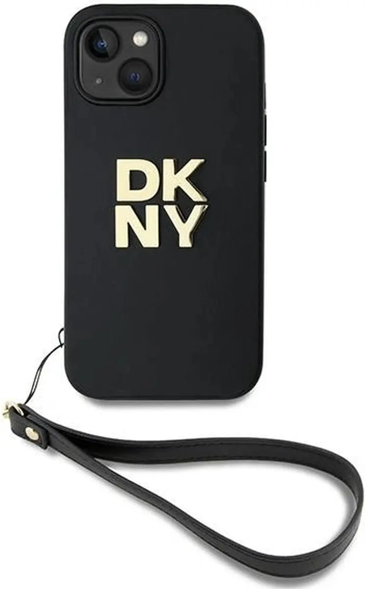 DKNY Polsband Stock Logo Hoesje iPhone 15 Plus - Zwart - afbeelding 4 van 6