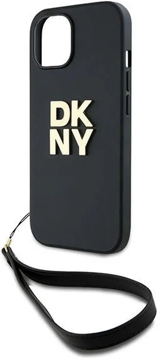 DKNY Polsband Stock Logo Hoesje iPhone 15 Plus - Zwart - afbeelding 2 van 6