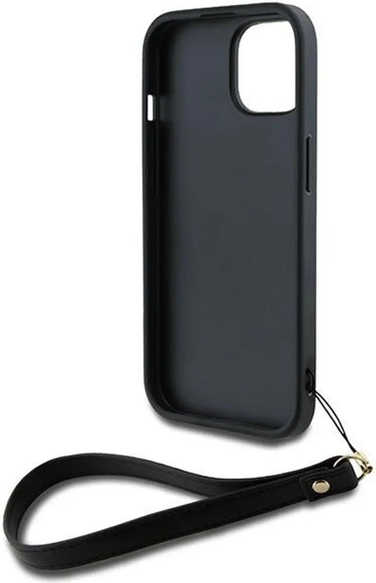 DKNY Polsband Stock Logo Hoesje iPhone 15 Plus - Zwart - afbeelding 3 van 6