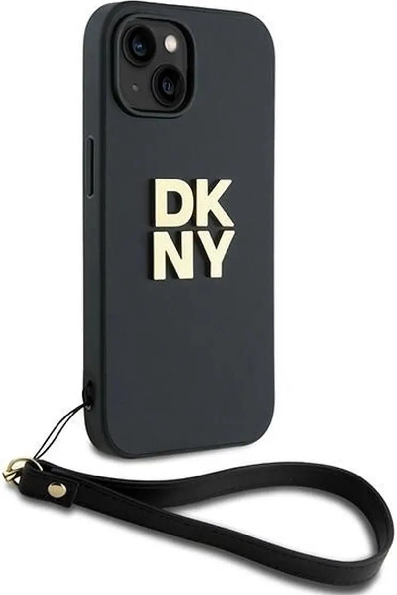 DKNY Polsband Stock Logo Hoesje iPhone 15 Plus - Zwart - afbeelding 5 van 6