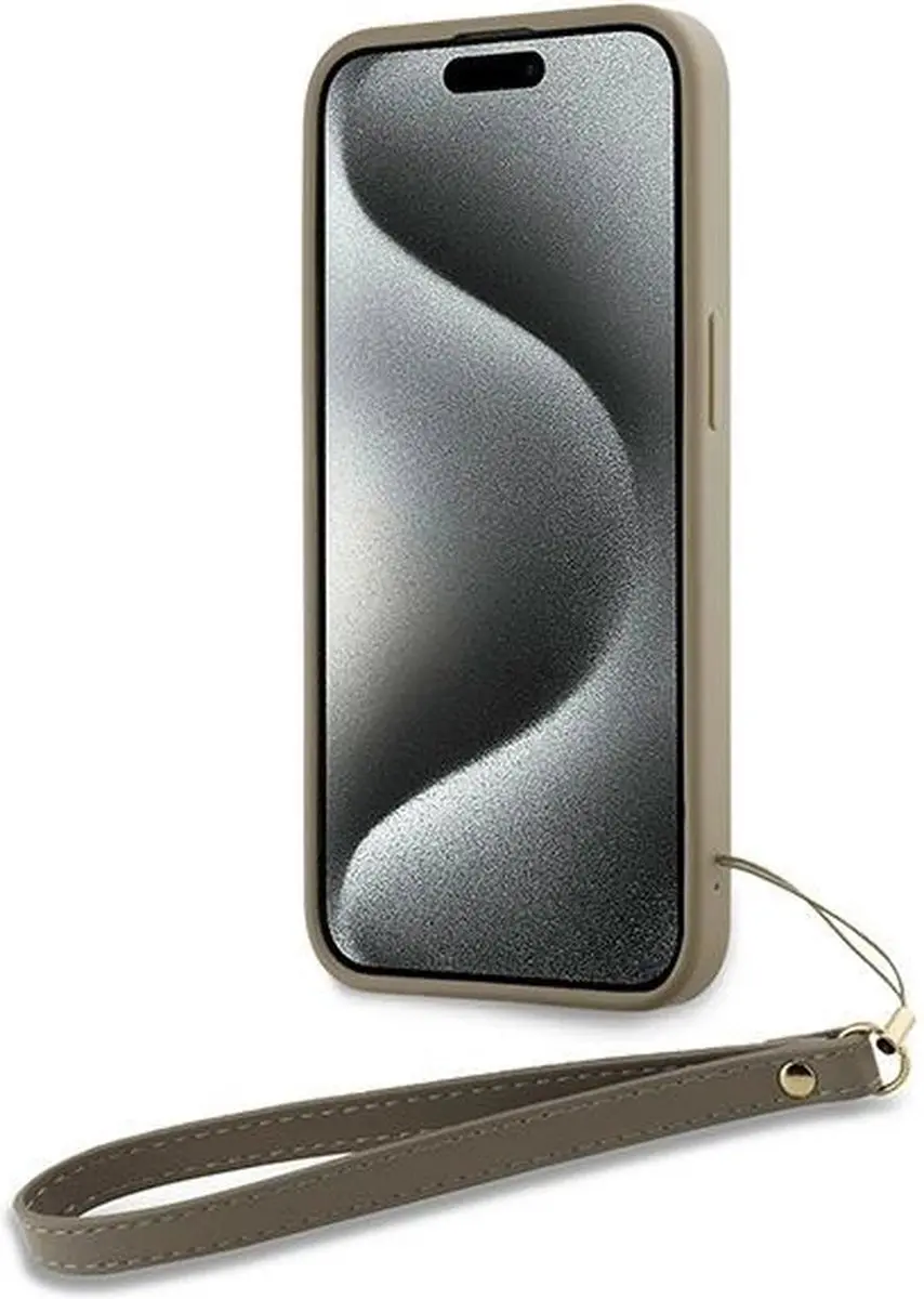 DKNY Polsband Stock Logo Hoesje iPhone 15/14/13 - Beige - afbeelding 2 van 6