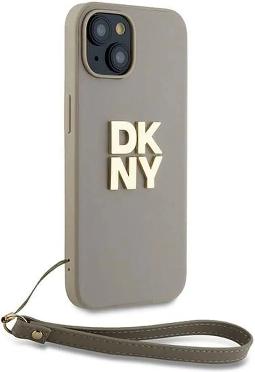 DKNY Polsband Stock Logo Hoesje iPhone 15 Plus - Beige - afbeelding 5 van 6