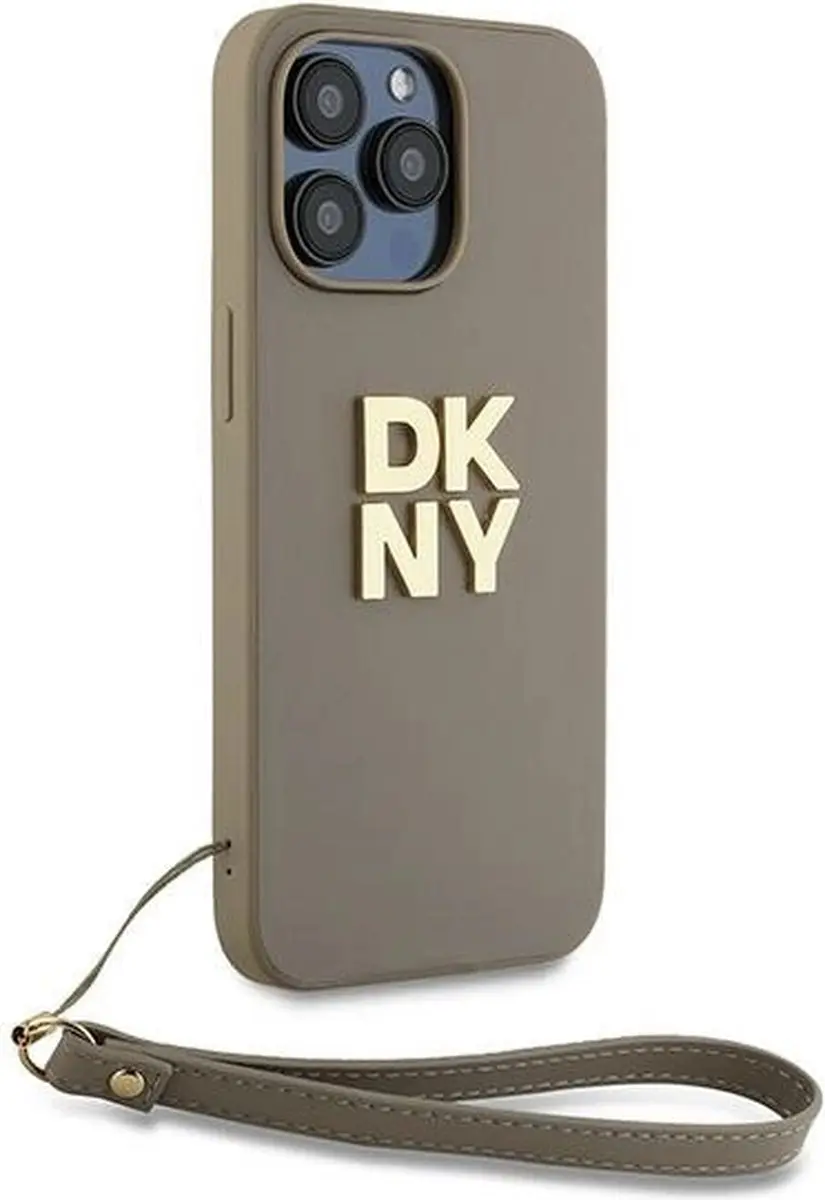 DKNY Polsband Stock Logo Hoesje iPhone 15 Pro - Beige - afbeelding 3 van 6