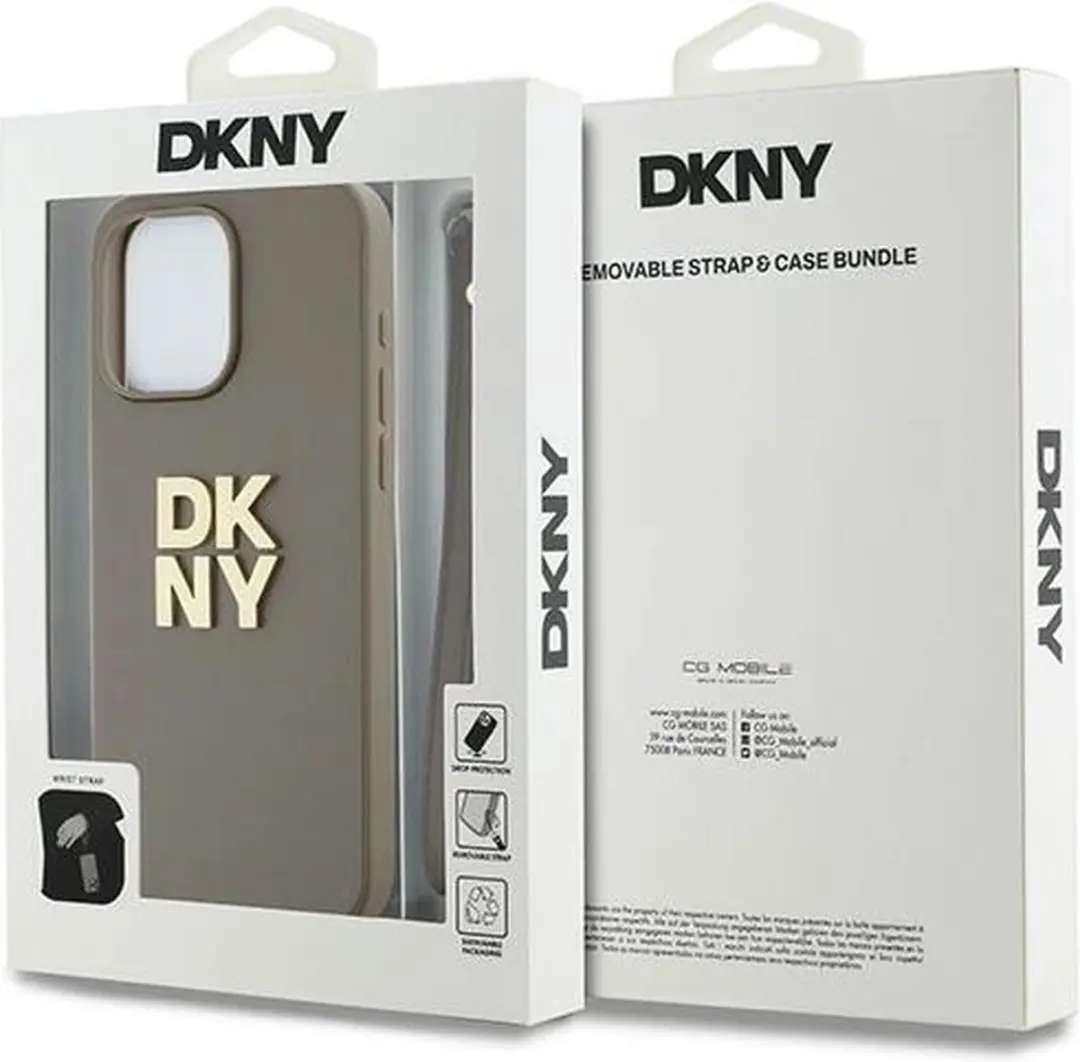 DKNY Polsband Stock Logo Hoesje iPhone 15 Pro Max - Beige - afbeelding 2 van 6