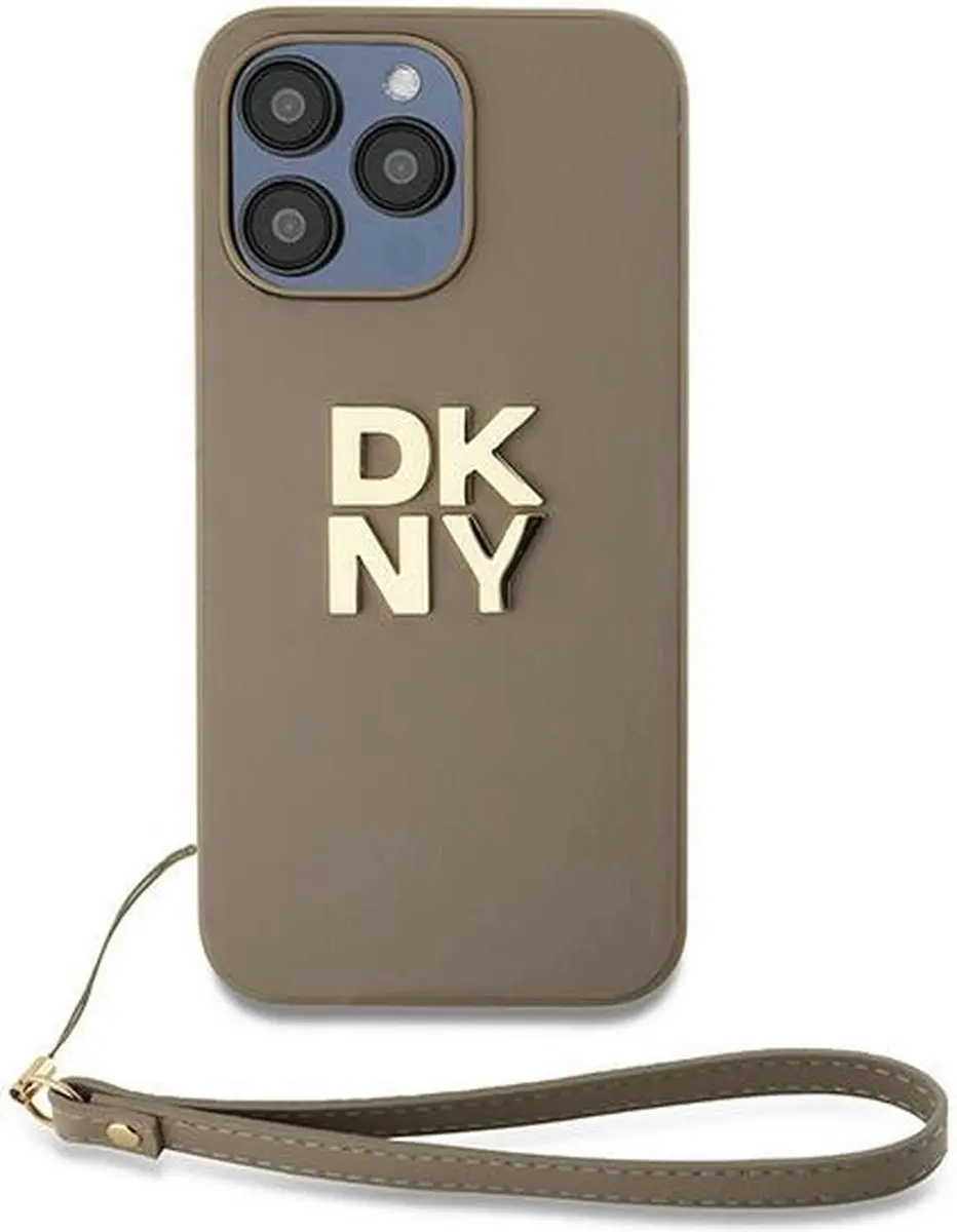 DKNY Polsband Stock Logo Hoesje iPhone 15 Pro Max - Beige - afbeelding 5 van 6