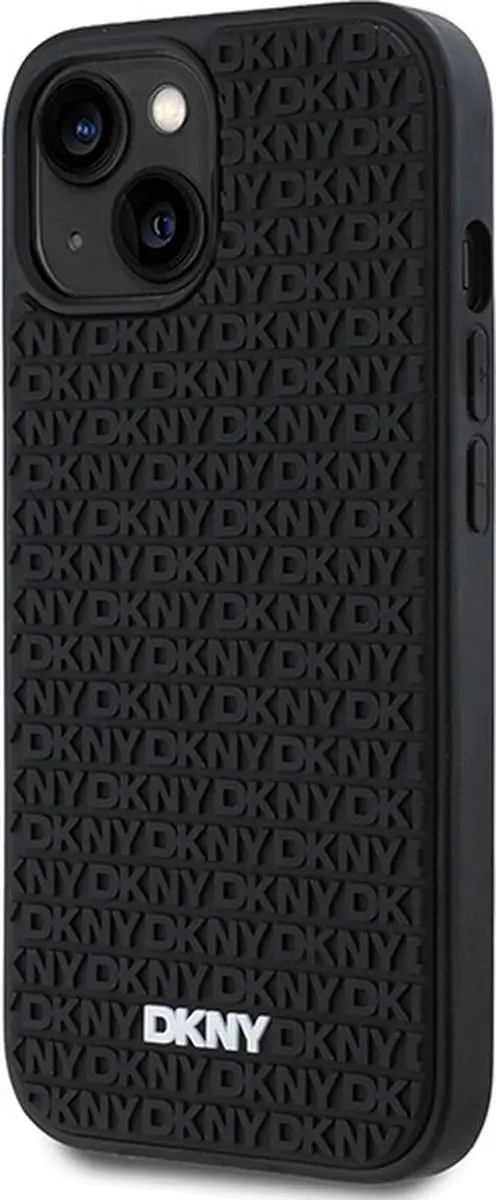DKNY 3D Rubber Repeat Pattern Hoesje iPhone 15 Plus - Zwart - afbeelding 5 van 6
