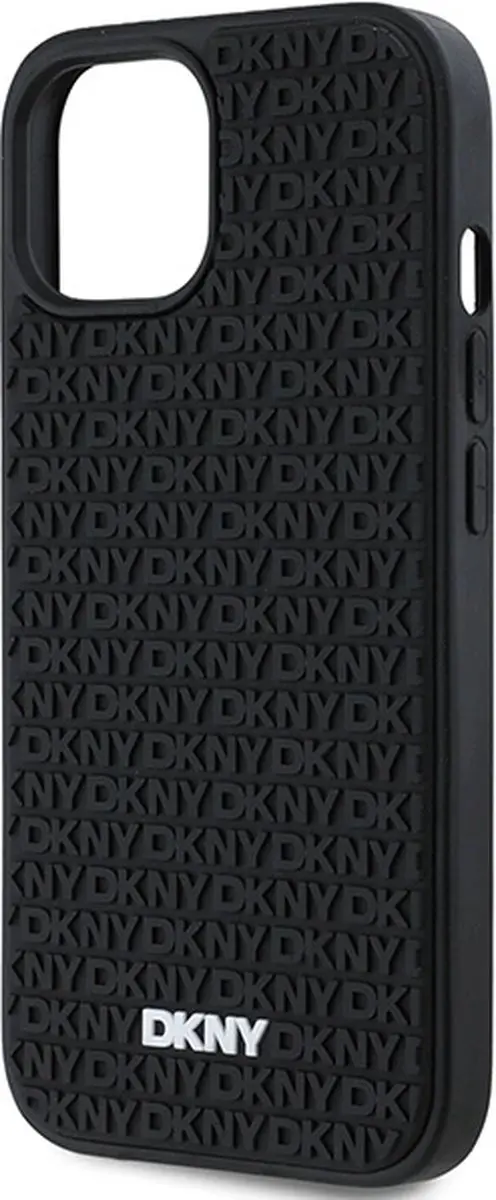 DKNY 3D Rubber Repeat Pattern Hoesje iPhone 15 Plus - Zwart - afbeelding 3 van 6