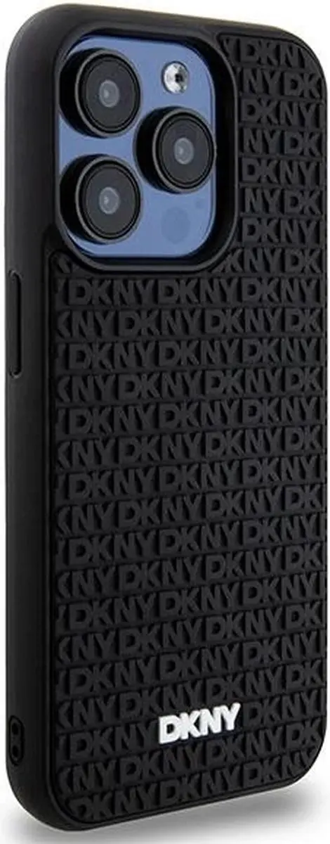 DKNY 3D Rubber Repeat Pattern Hoesje iPhone 15 Pro - Zwart - afbeelding 5 van 6