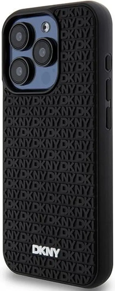 DKNY 3D Rubber Repeat Pattern Hoesje iPhone 15 Pro - Zwart - afbeelding 6 van 6