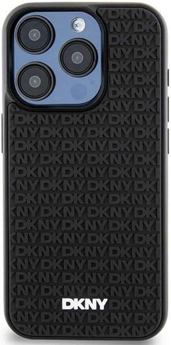 DKNY 3D Rubber Repeat Pattern Hoesje iPhone 15 Pro - Zwart - afbeelding 2 van 6