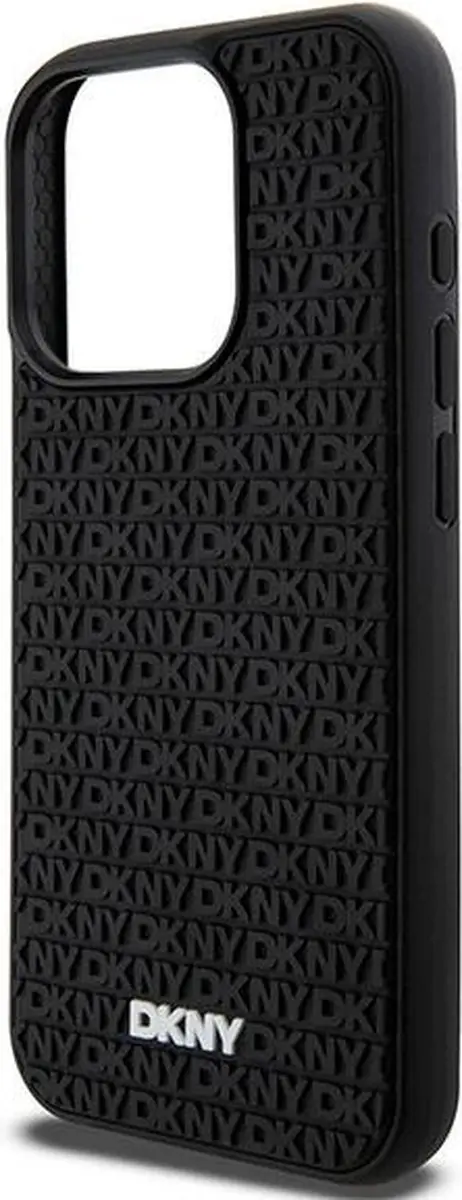 DKNY 3D Rubber Repeat Pattern Hoesje iPhone 15 Pro Max - Zwart - afbeelding 4 van 6