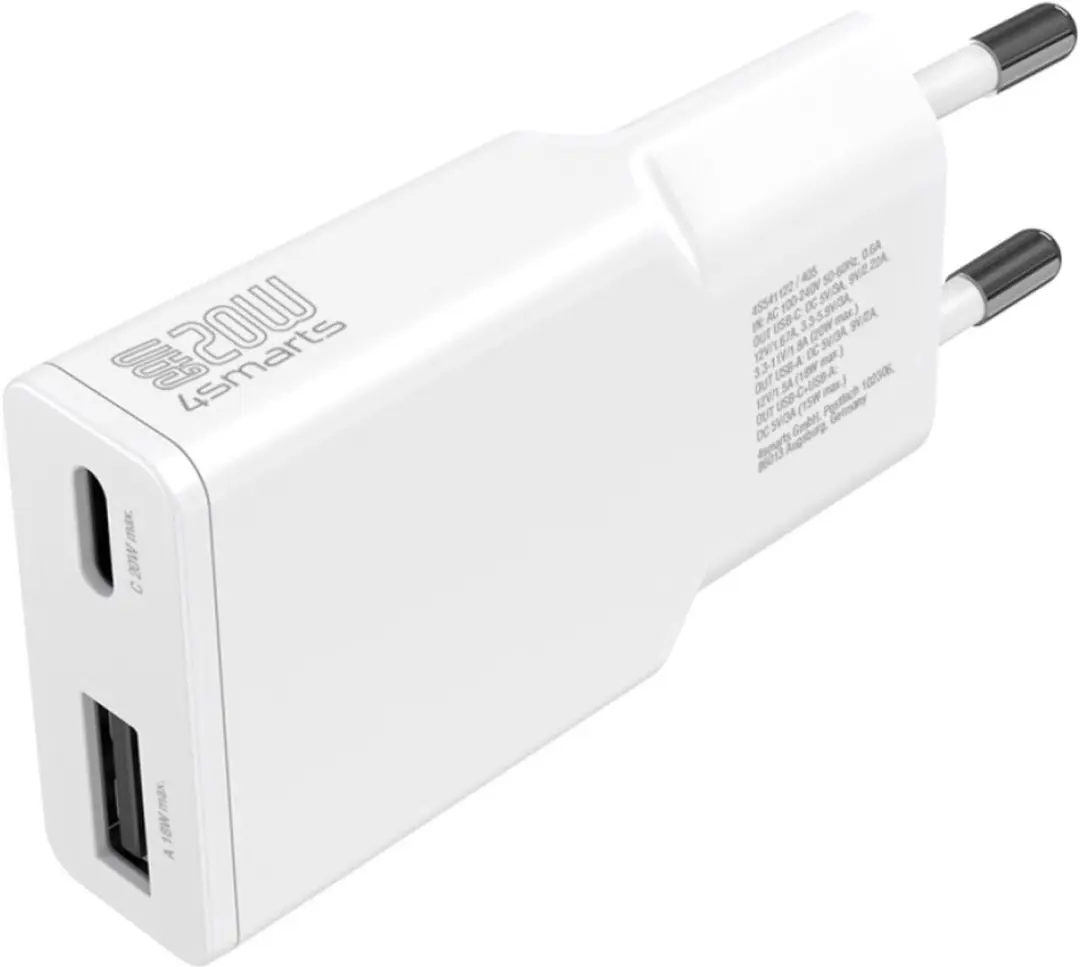 4Smarts Pdplug Slim 20W Oplader - USB-C/USB-A - Transparent - afbeelding 5 van 6