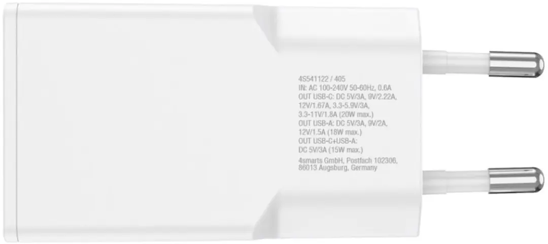 4Smarts Pdplug Slim 20W Oplader - USB-C/USB-A - Transparent - afbeelding 3 van 6