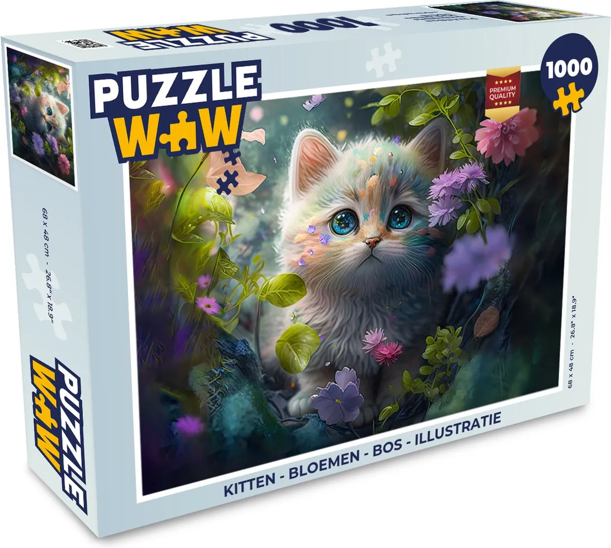 PuzzleWow Kitten Bloemen Bos Legpuzzel 1000 Stuks - Multicolor