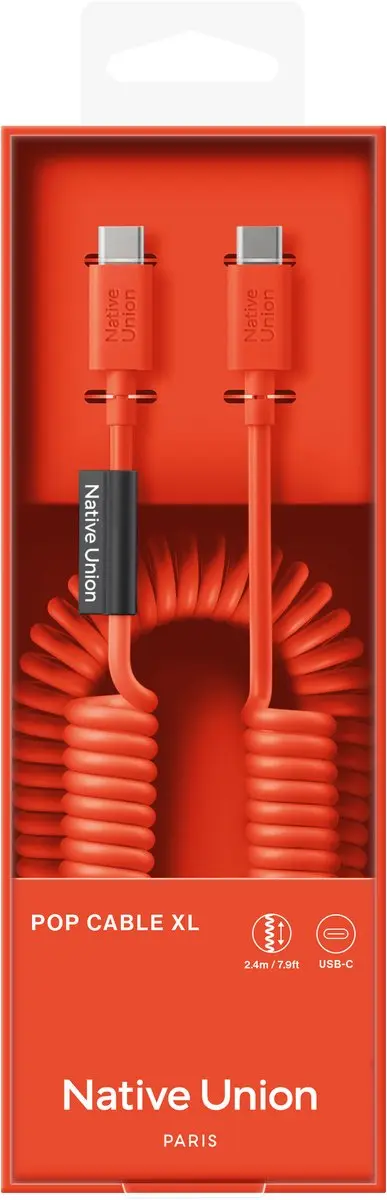 Native Union Pop Cable USB-C naar USB-C 2.4M 60W - Alarm Red