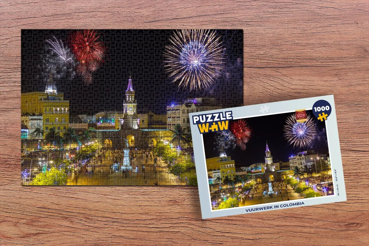 PuzzleWow Vuurwerk in Colombia Legpuzzel 1000 Stuks - Multicolor