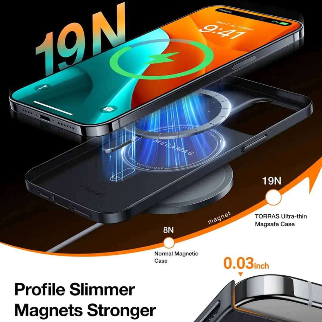 Torras OriginFit-Mag Back Cover iPhone 15 Pro Max - Zwart - afbeelding 2 van 6