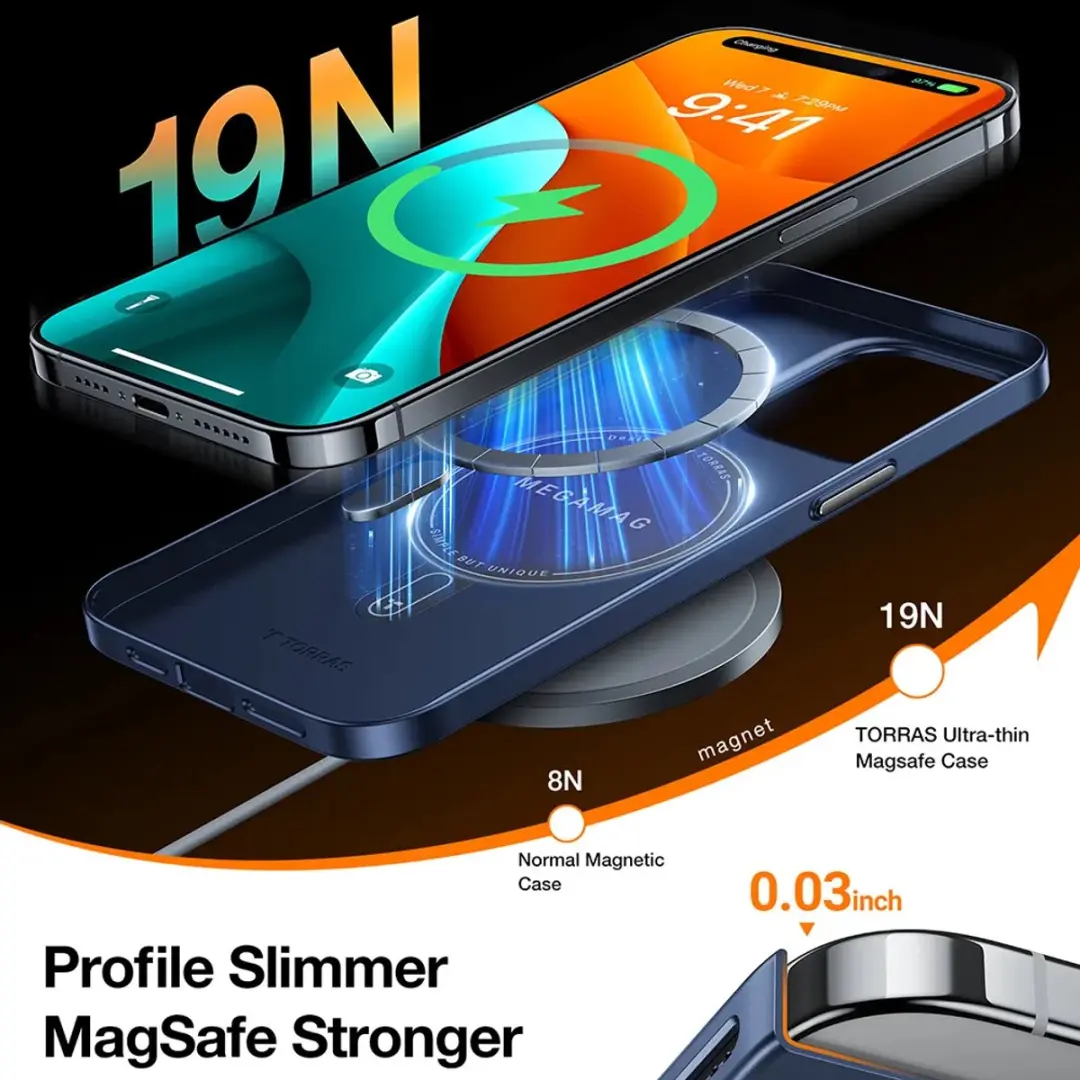Torras OriginFit-Mag Back Cover iPhone 15 Pro - Donkerblauw - afbeelding 4 van 6