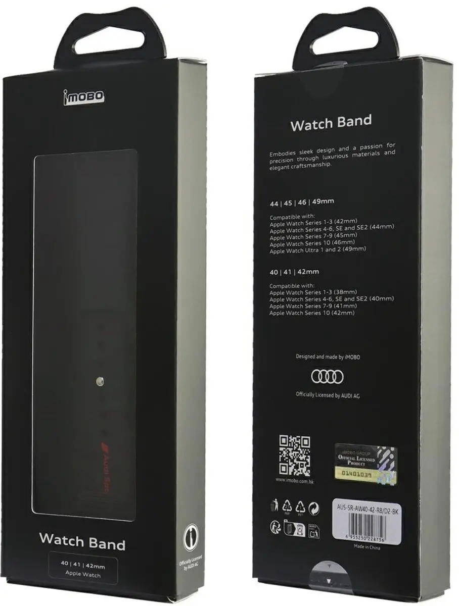 Audi Sportband Apple Watch 40-42mm - Zwart Siliconen - afbeelding 4 van 5