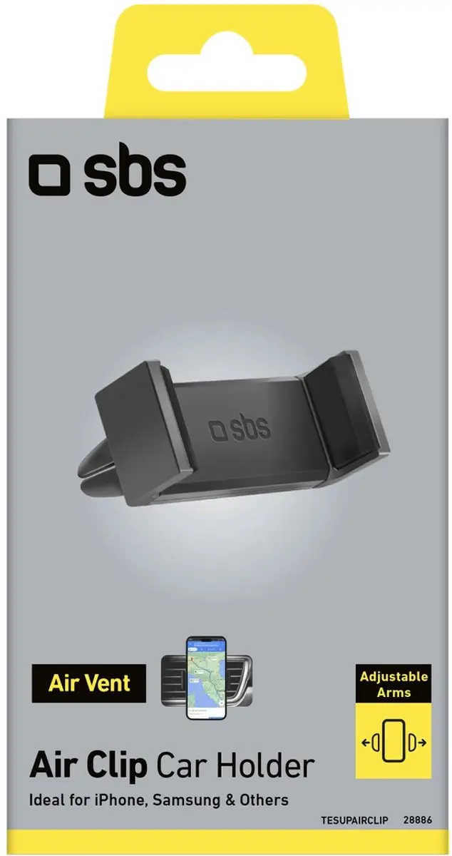 SBS Air Clip Ventilatierooster Telefoonhouder Auto TESUPAIRCLIP - Zwart - afbeelding 4 van 6
