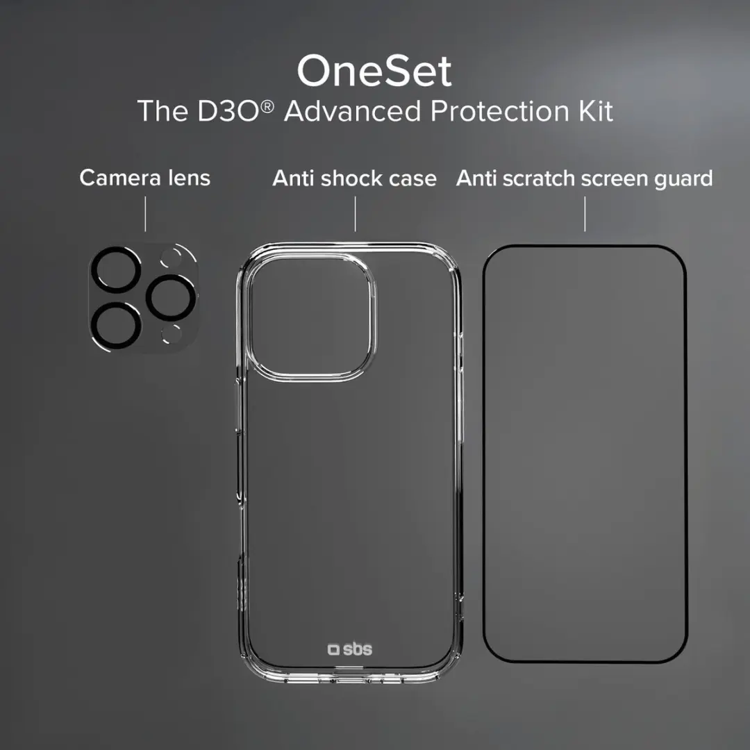 SBS Hoesje Glas Beschermingsset iPhone 16 Pro Max - Doorzichtig - afbeelding 4 van 6