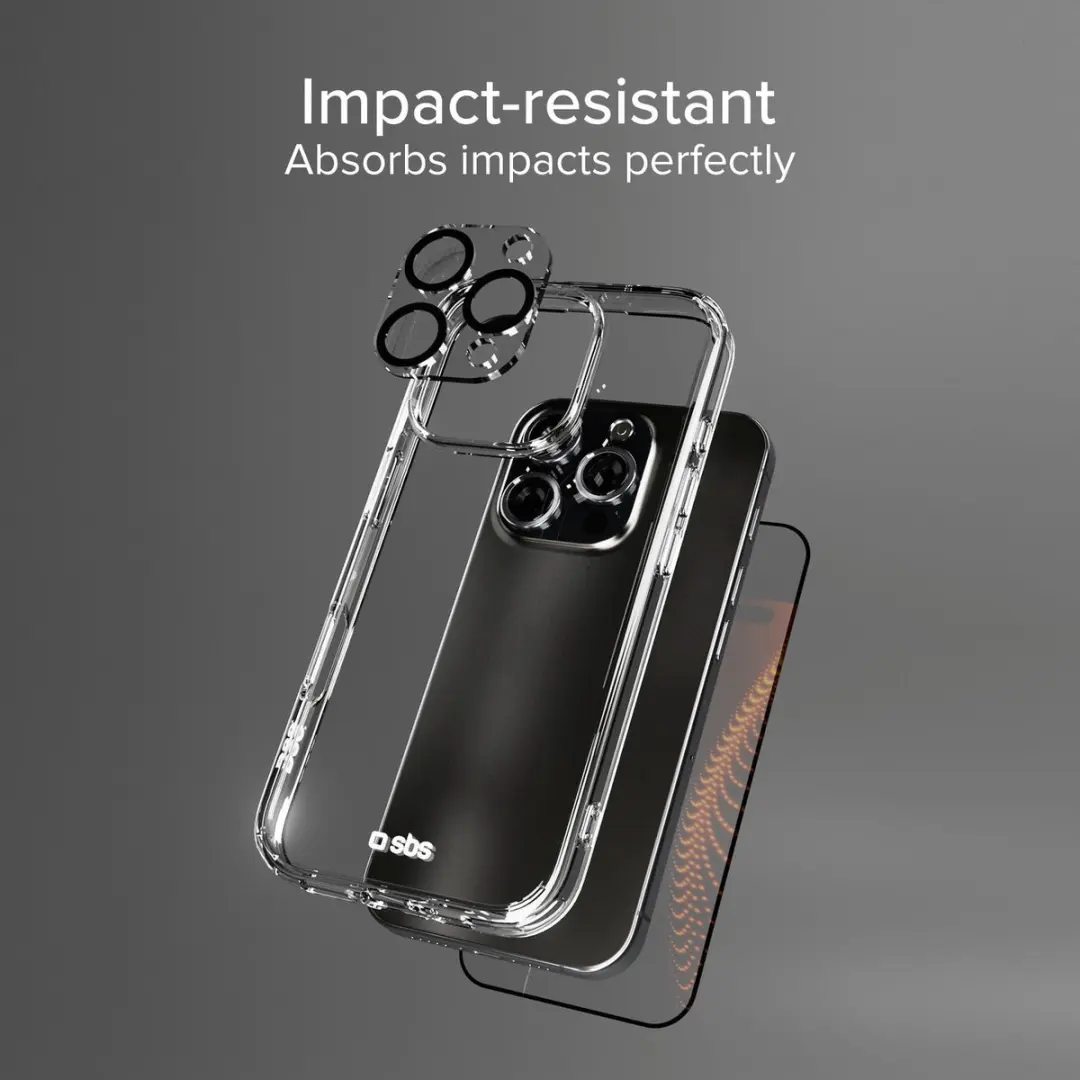SBS Hoesje Glas Beschermingsset iPhone 16 Pro Max - Doorzichtig - afbeelding 5 van 6