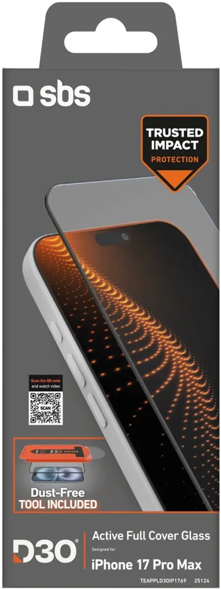 SBS Beschermglas iPhone 17 Pro Max D3O - 1 Stuk - afbeelding 2 van 5