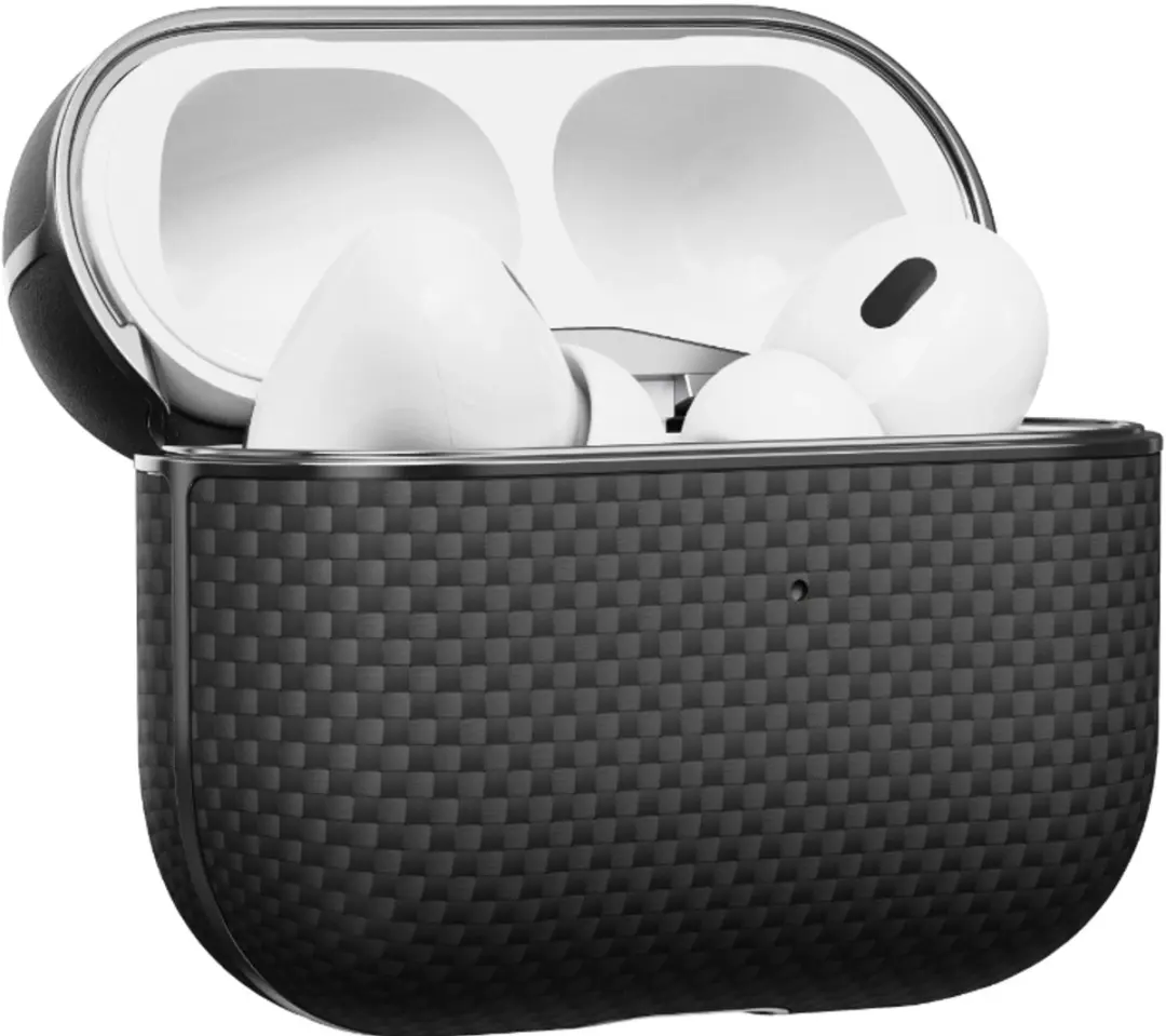Pitaka Aramid Fiber Magnetische Hoes AirPods Pro 2 - Zwart/Grijs - afbeelding 3 van 4