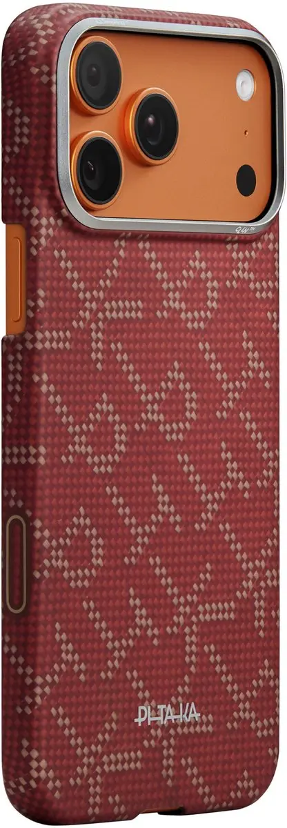 Pitaka Ultradunne Hoes, Monogram-Goud/Rood