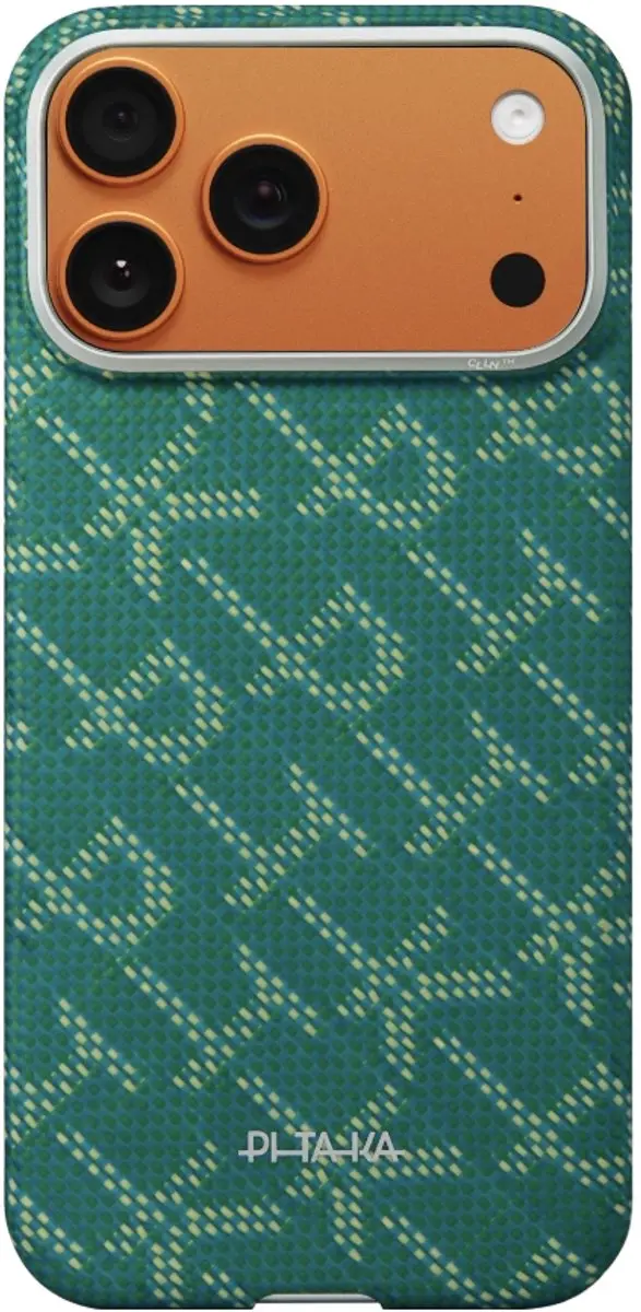 Pitaka Ultradunne Hoes, Monogram-Goud/Groen