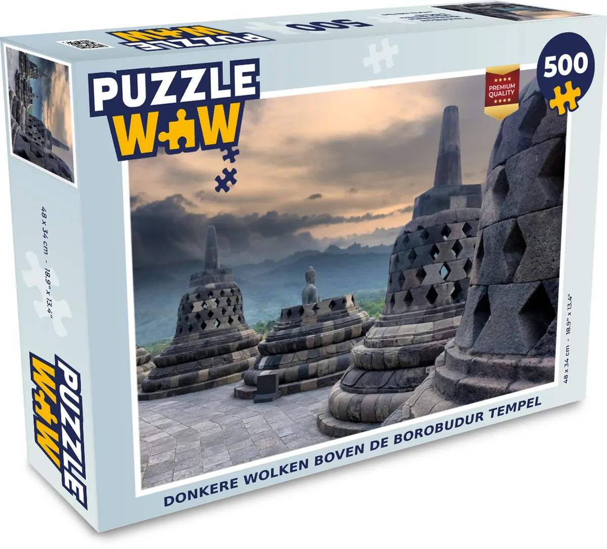 PuzzleWow Donkere Wolken Borobudur Legpuzzel 500 Stuks - Multicolor