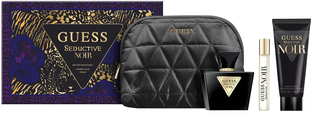GUESS GIFTSET SEDUCTIVE NOIR FOR WOMEN 75ML EDT-15ML TS-100ML BL + POUCH