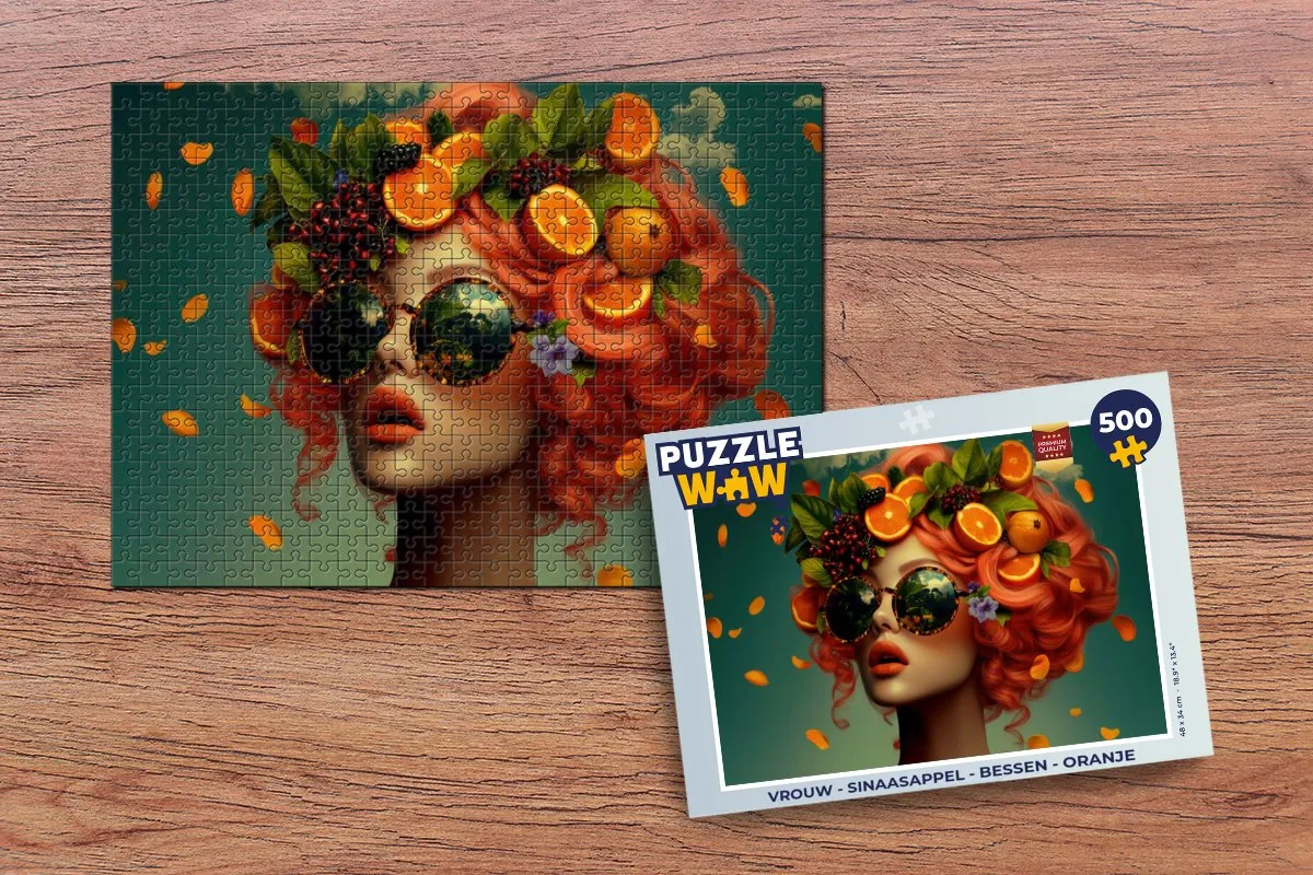 PuzzleWow Legpuzzel 500 Stuks - Vrouw Sinaasappel Oranje