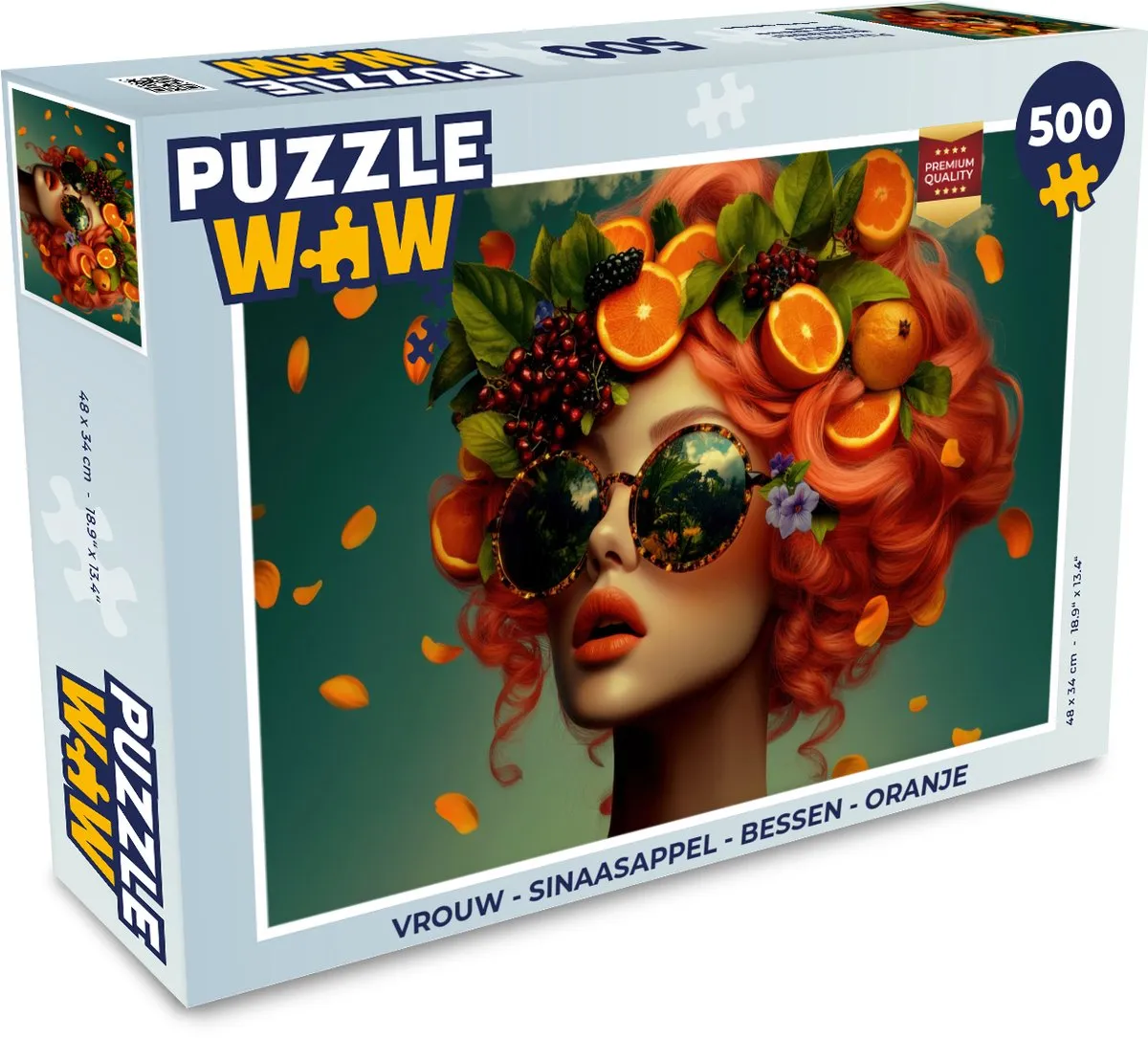 PuzzleWow Legpuzzel 500 Stuks - Vrouw Sinaasappel Oranje