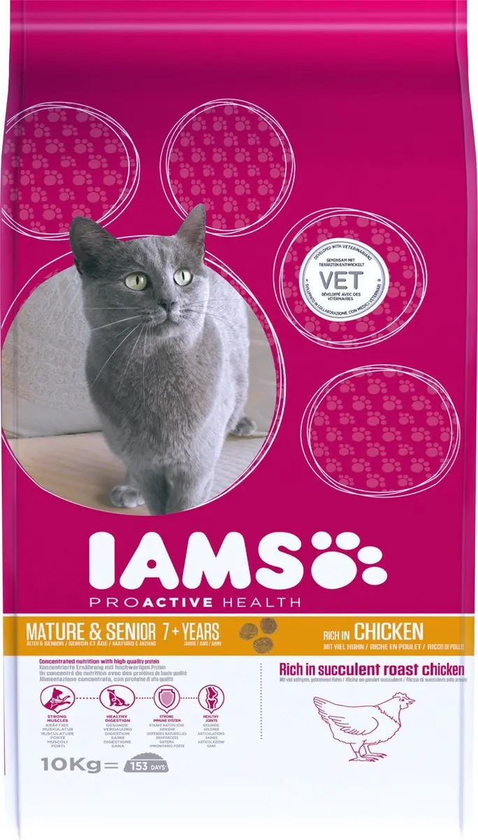 Iams Cat Mature & Senior Kip Kattenvoer 10kg