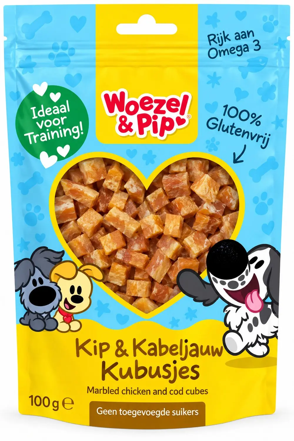 Woezel & Pip Kip & Kabeljauw Hondensnacks 100g