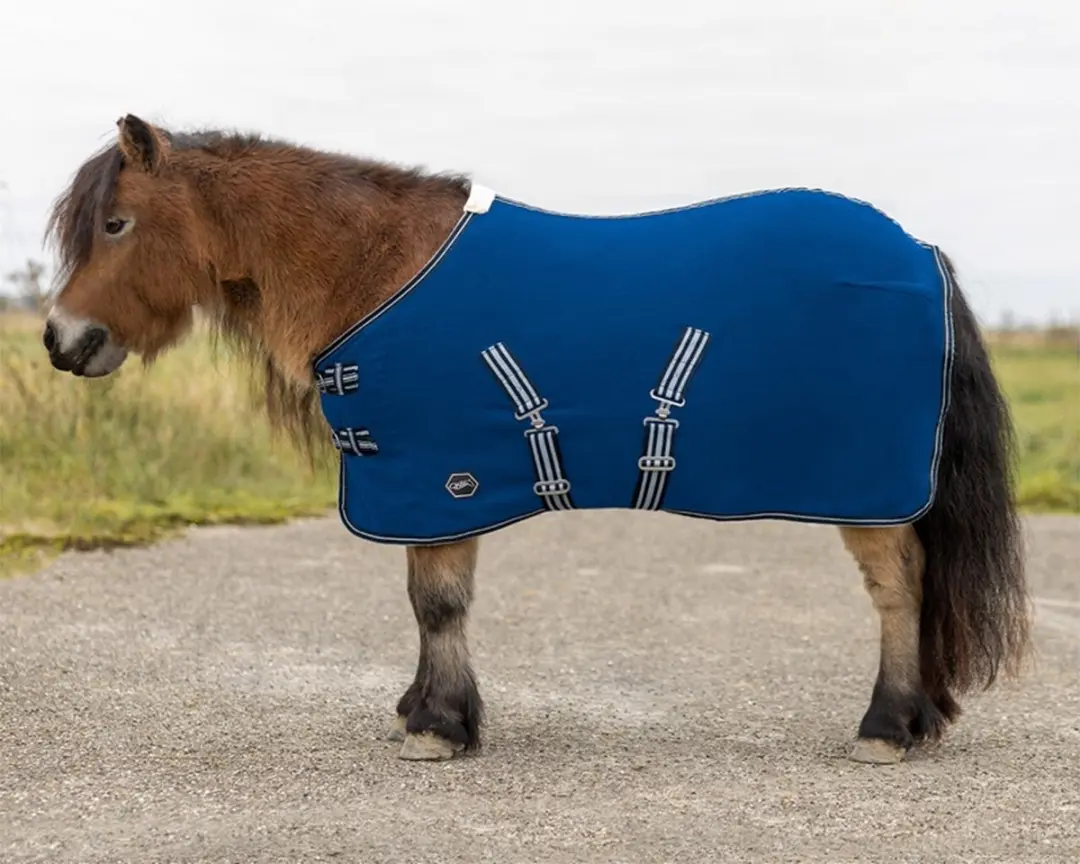 QHP SHETLAND FLEECEDEKEN MET SINGELS Donkerblauw
