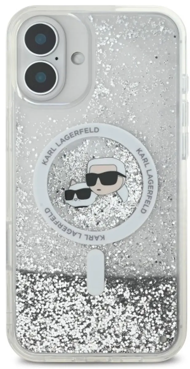Karl Lagerfeld Liquid Glitter MagSafe iPhone 16 Plus Hoesje - Doorzichtig - afbeelding 3 van 6