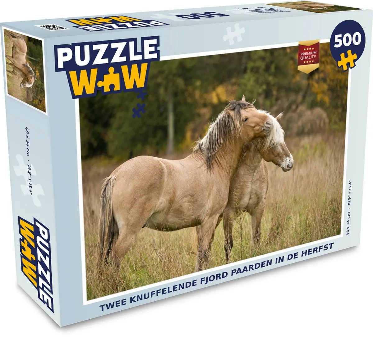 PuzzleWow Legpuzzel 500 Stuks Twee Knuffelende Fjordpaarden Multicolor